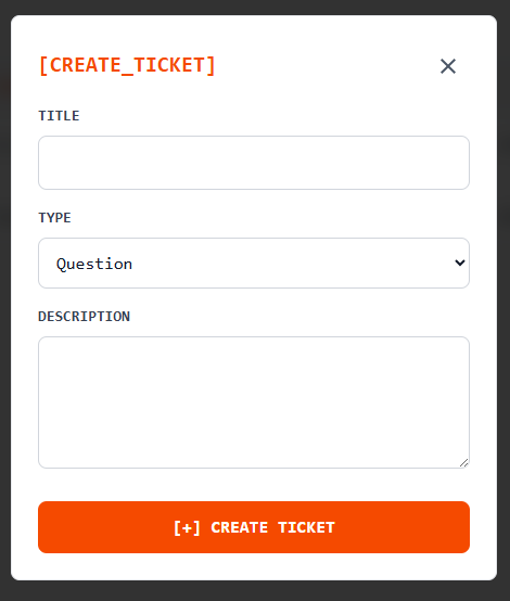 Create ticket modal