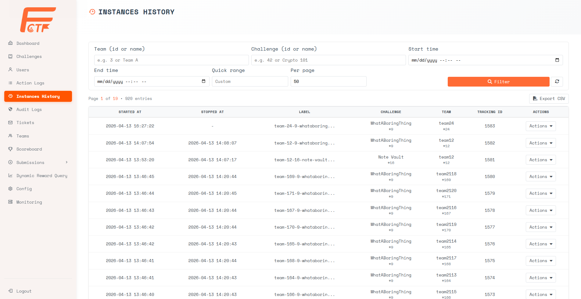 Instances History