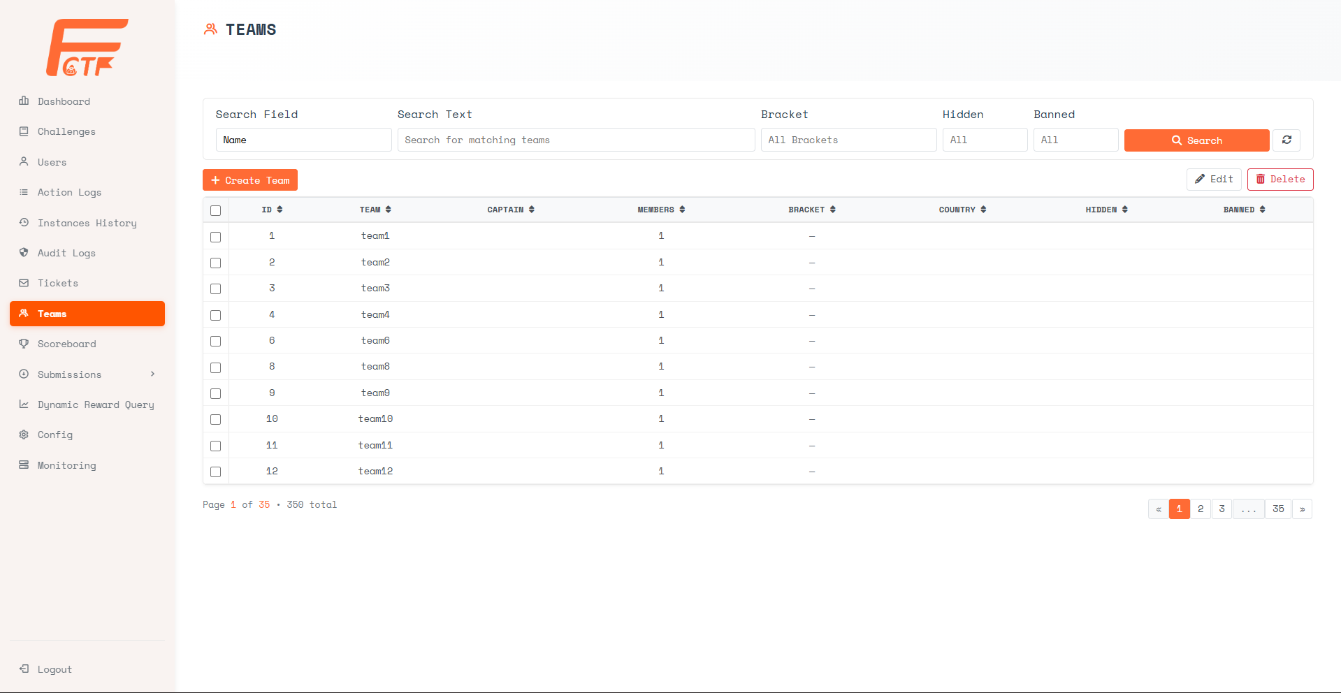 Teams Management Dashboard